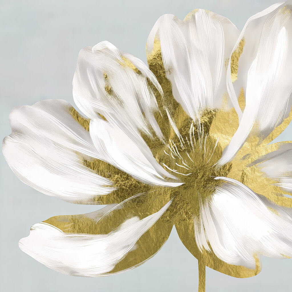 Elegant white petal with metallic accents