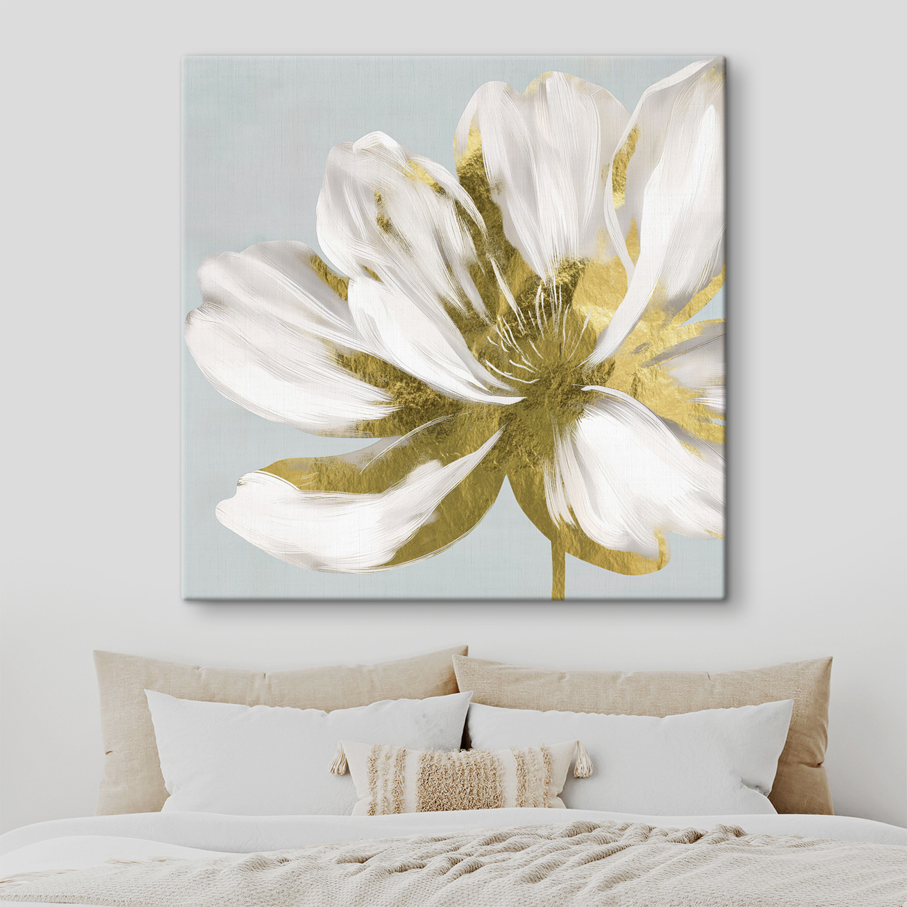 Elegant white petal with metallic accents Elegant white petal with metallic accents