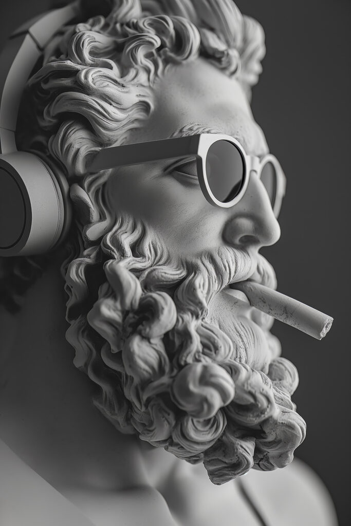 A statue of a man with sunglasses and a cigar