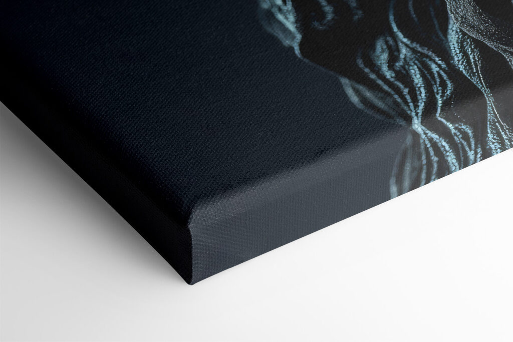 A statue of a man with red eyes