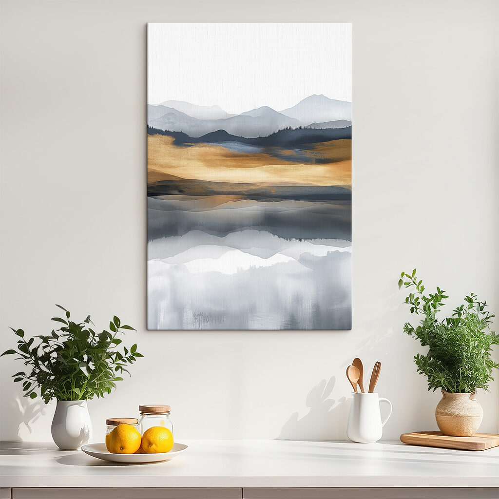A watercolor painting of mountains and a lake A watercolor painting of mountains and a lake