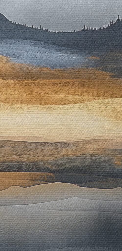 A watercolor painting of mountains and a lake A watercolor painting of mountains and a lake