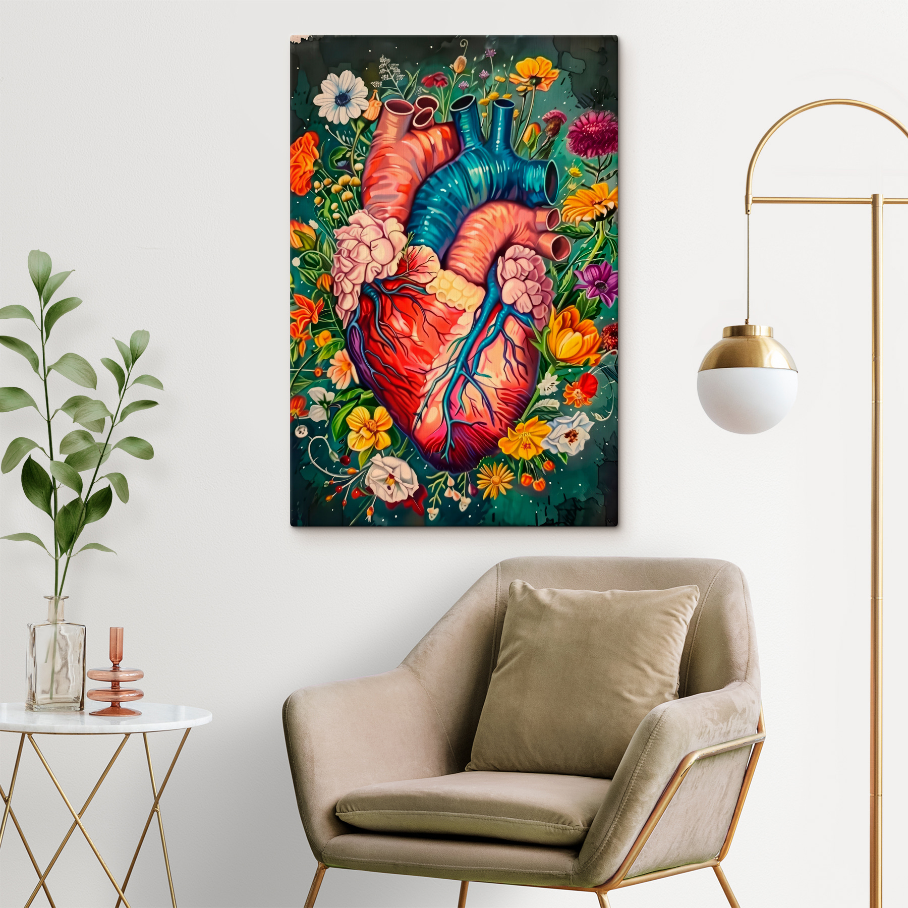 A colorful heart with flowers