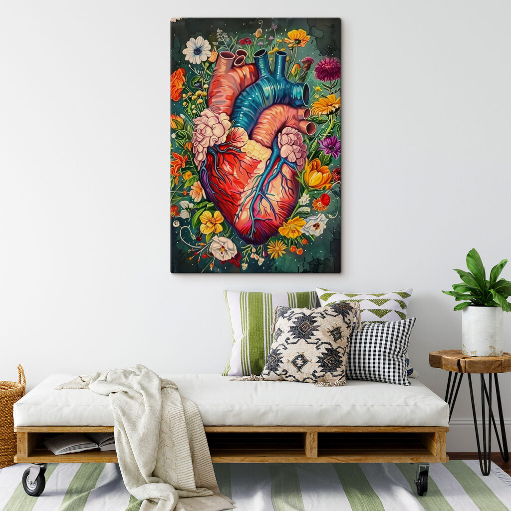 A colorful heart with flowers