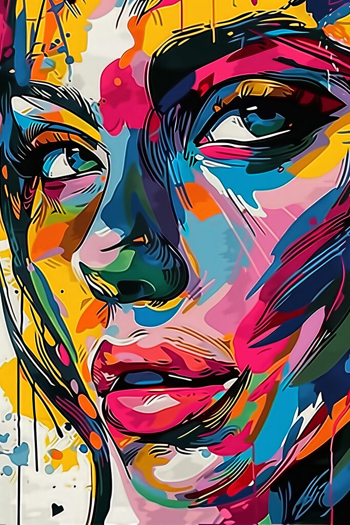 A colorful face of a woman