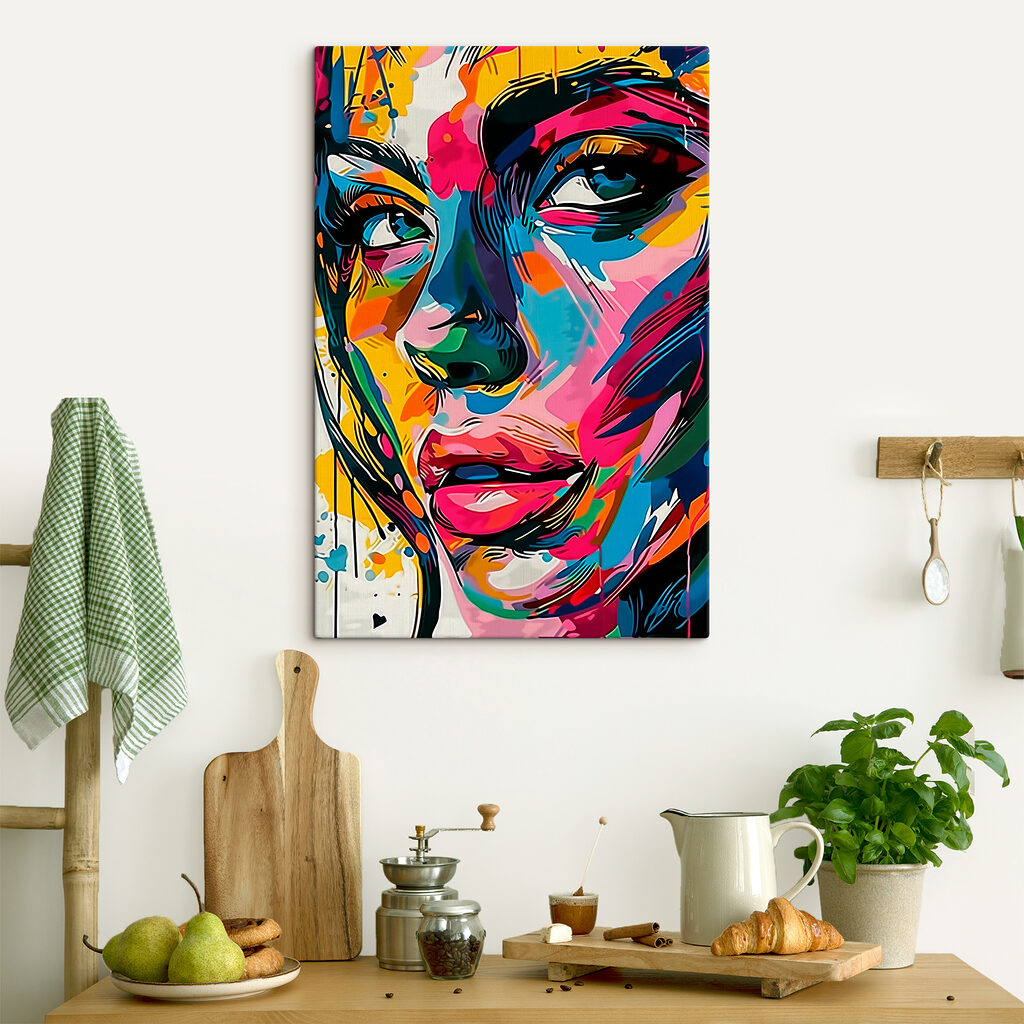 A colorful face of a woman