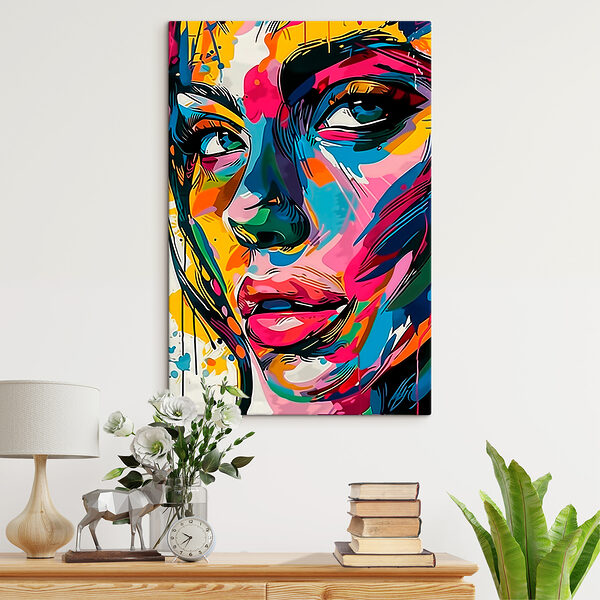 A colorful face of a woman