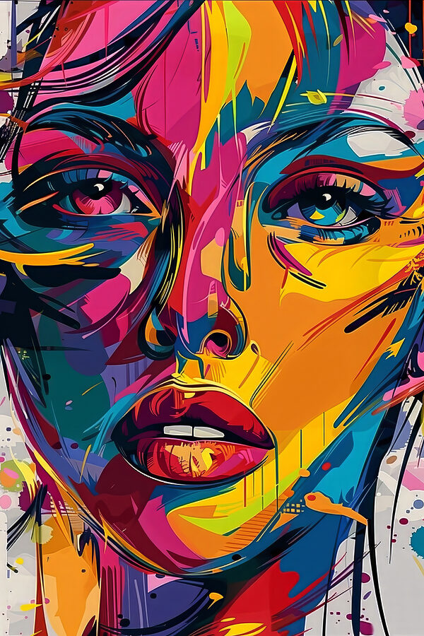 A colorful face of a woman
