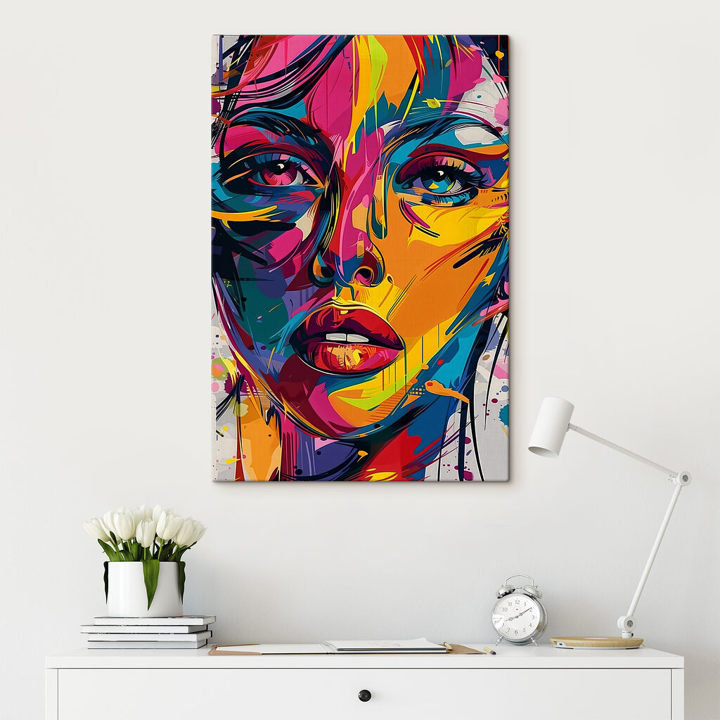 A colorful face of a woman