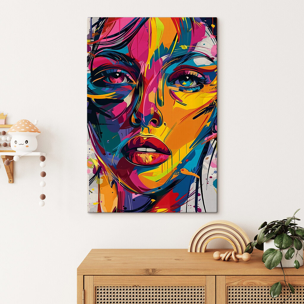 A colorful face of a woman