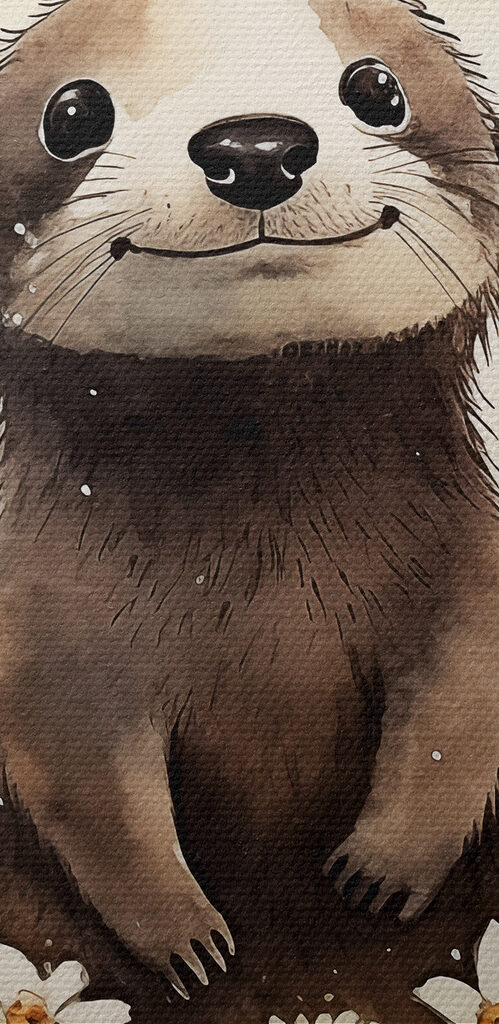 A watercolor of an animal standing in a flower field