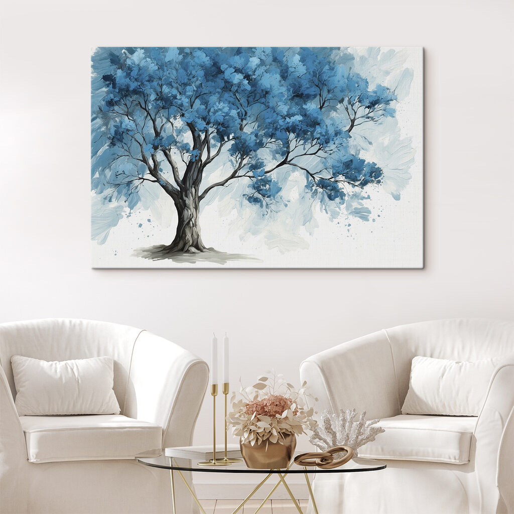 A tree with blue leaves