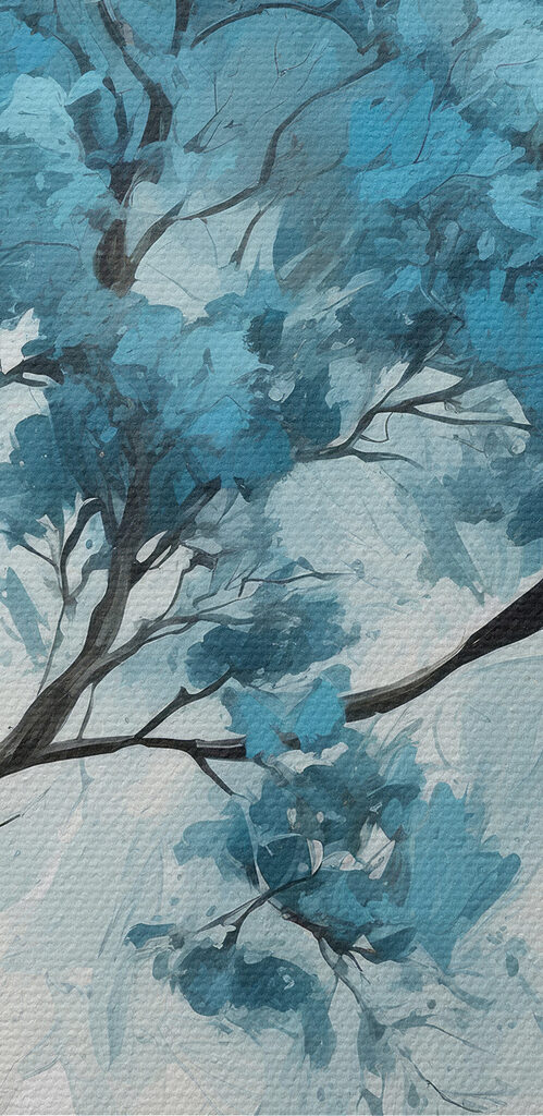 A tree with blue leaves