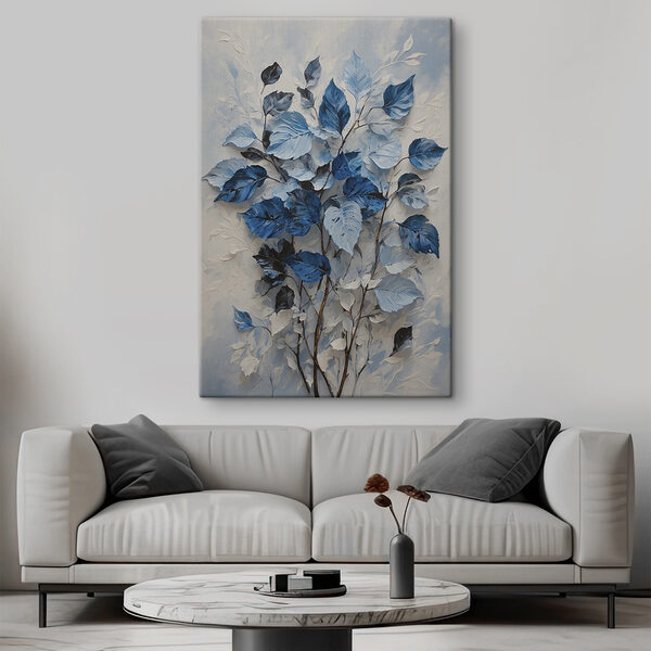 A painting of blue leaves A painting of blue leaves