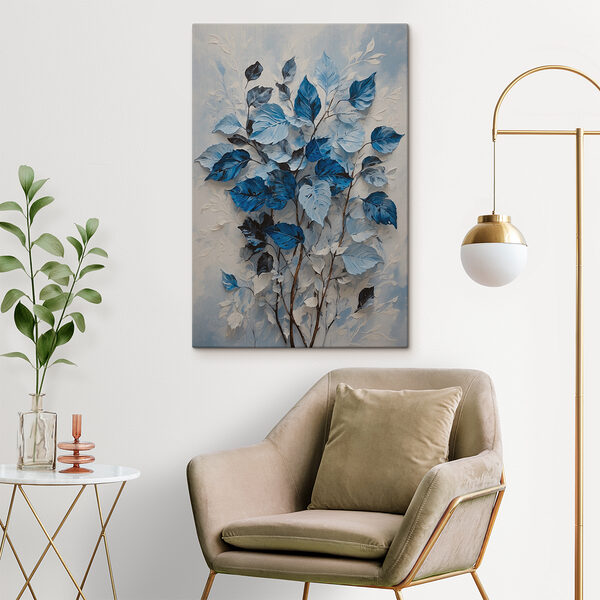 A painting of blue leaves A painting of blue leaves