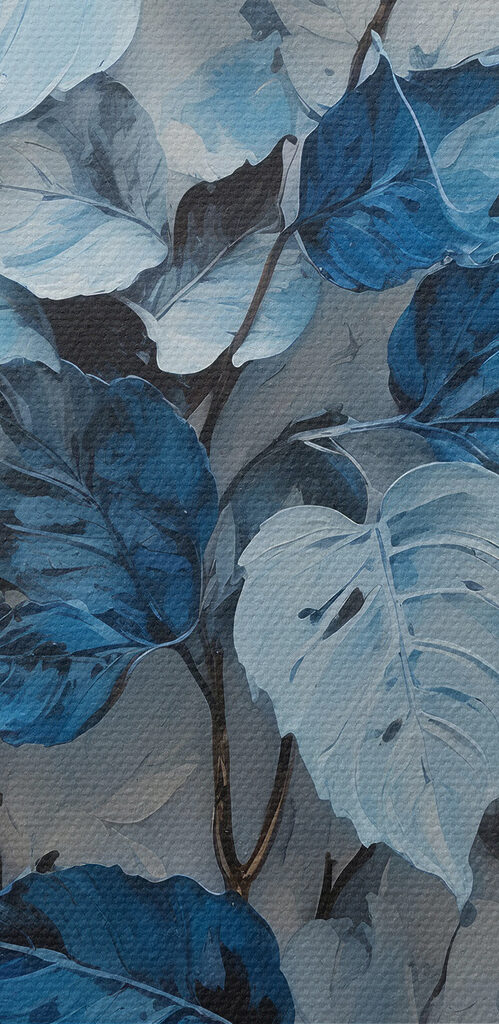 A painting of blue leaves A painting of blue leaves