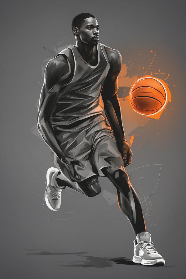 A basketball player with a ball