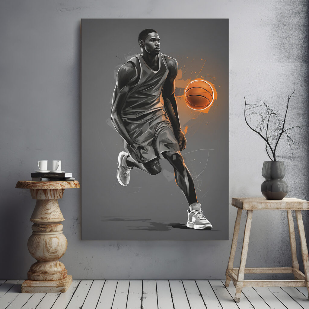 A basketball player with a ball