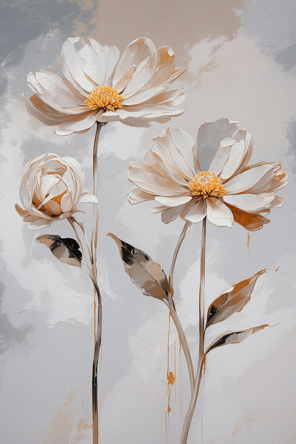 A group of white flowers with leaves A group of white flowers with leaves