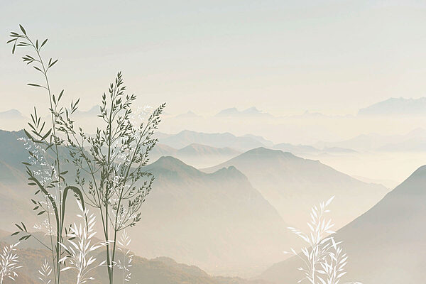 Krajina s horami a stromy Krajina s horami a stromy