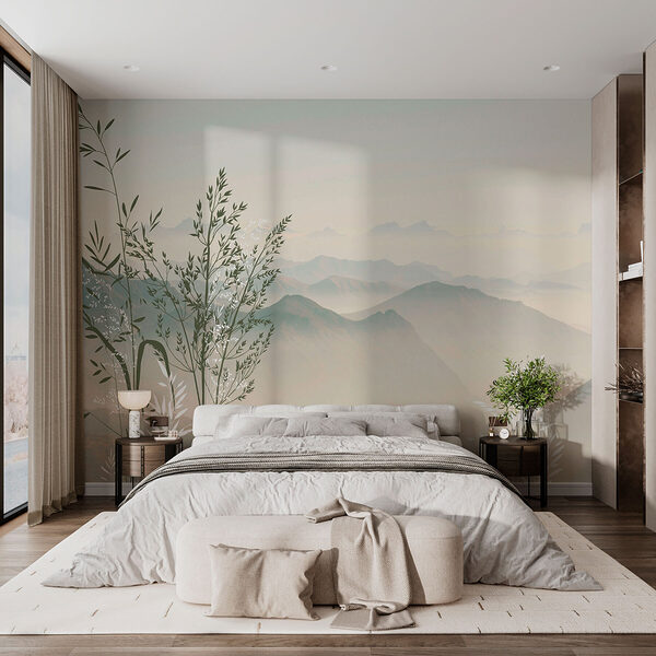 Krajina s horami a stromy Krajina s horami a stromy