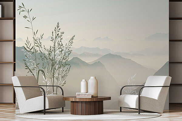 Krajina s horami a stromy Krajina s horami a stromy