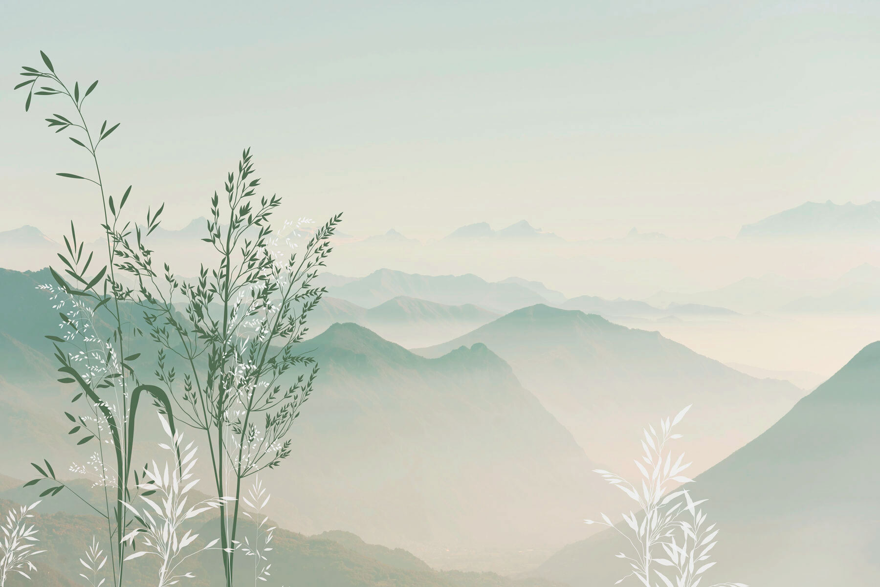 A landscape with mountains and trees A landscape with mountains and trees