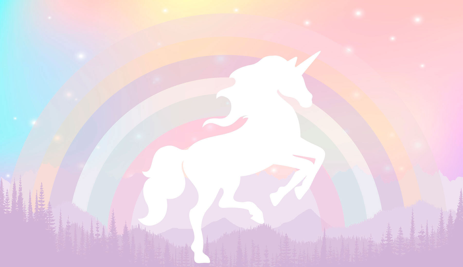 A unicorn with a rainbow and mountains A unicorn with a rainbow and mountains