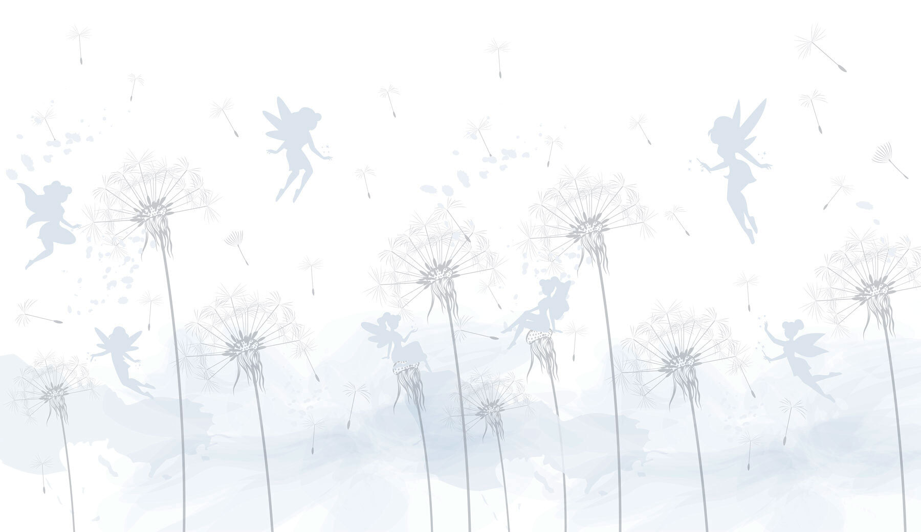 A dandelion with fairies flying in the air