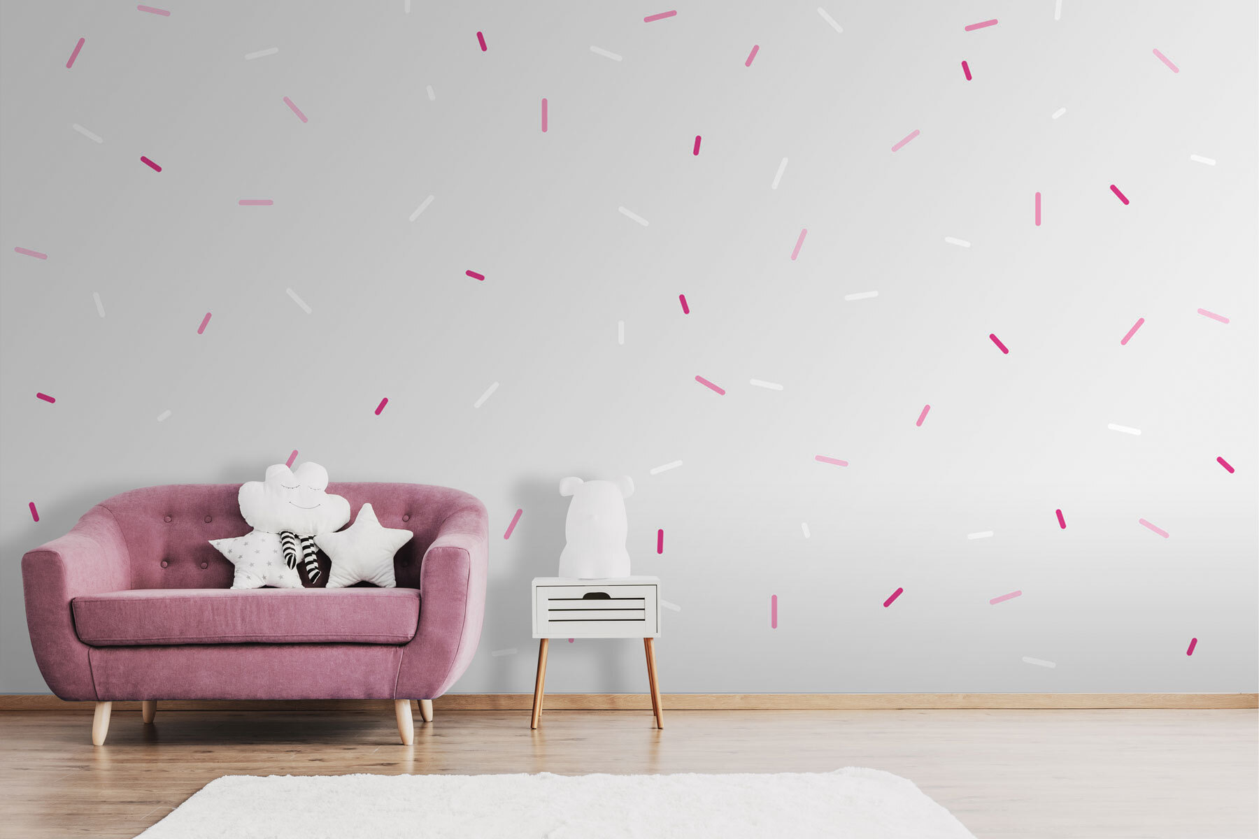 A white and pink sprinkles