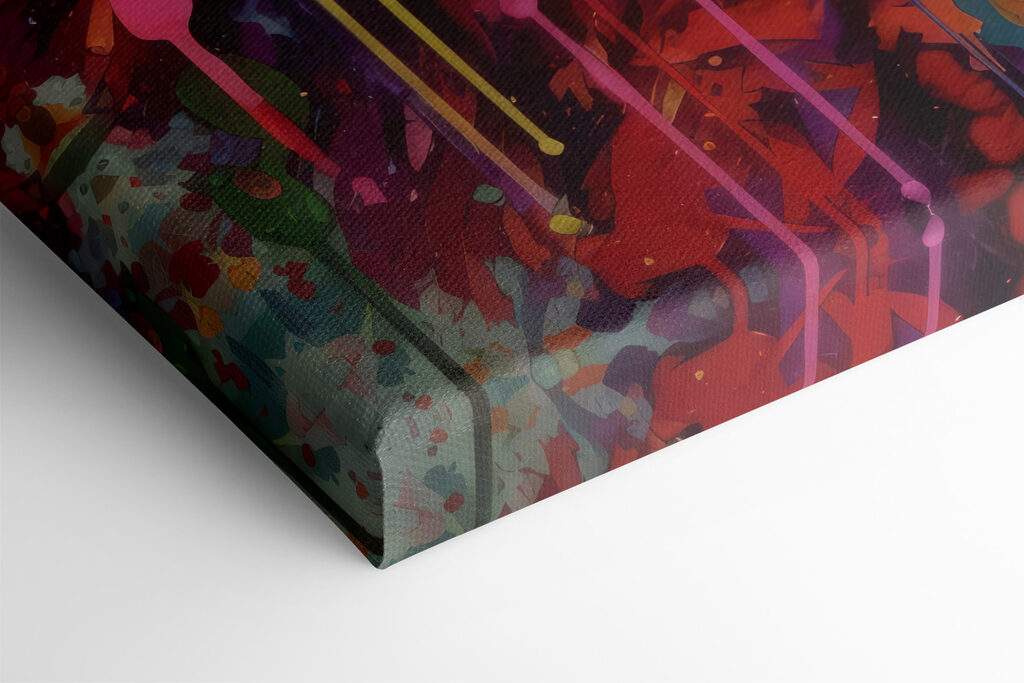 A colorful lion with white whiskers