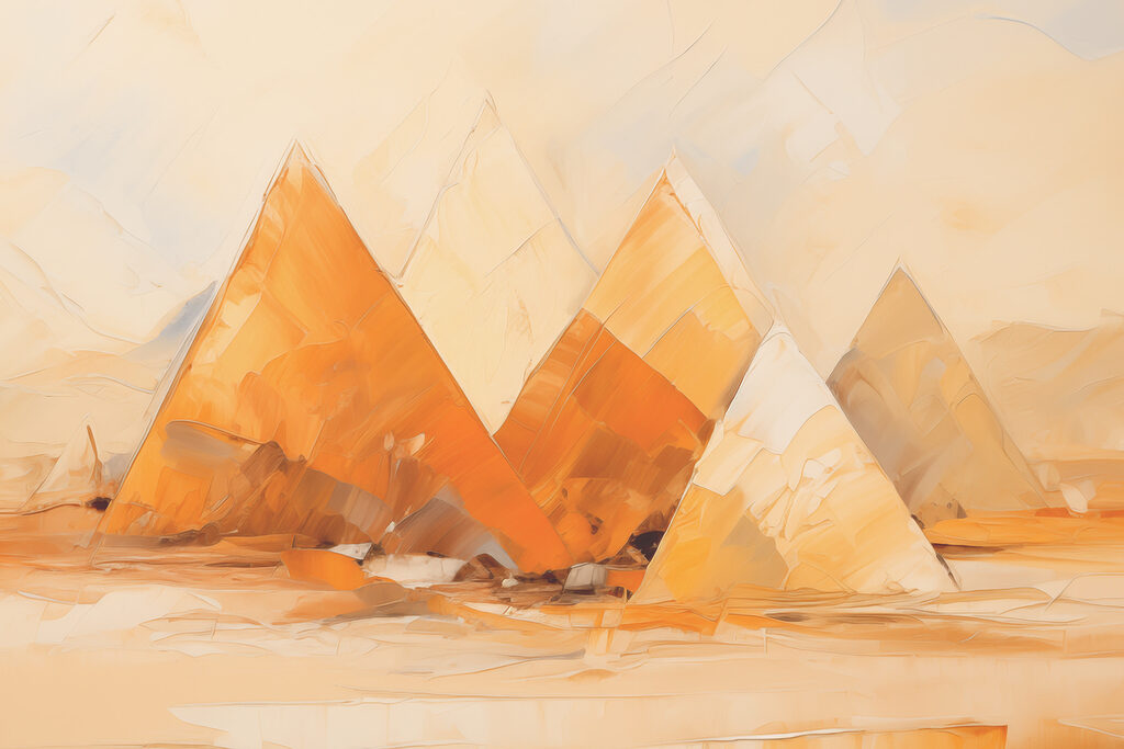 A group of pyramids in a desert A group of pyramids in a desert