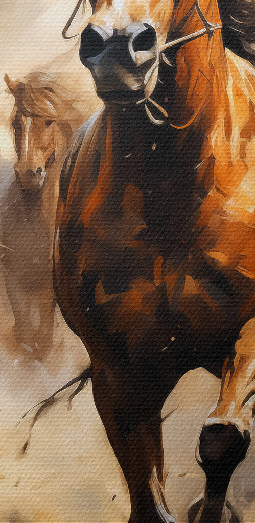 A group of horses running through water