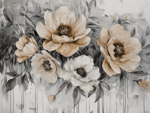 A painting of flowers on a white background A painting of flowers on a white background