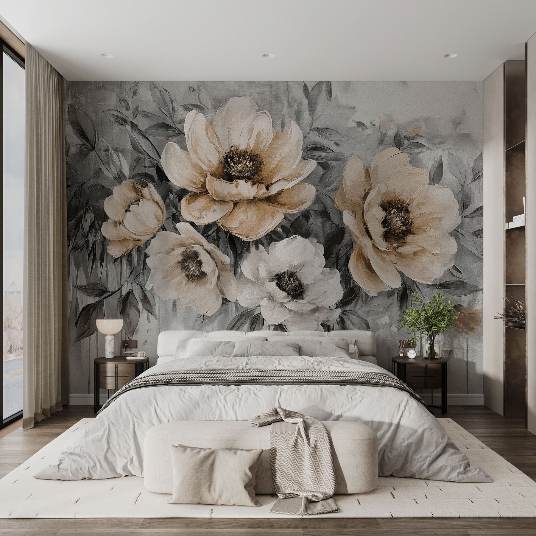 A painting of flowers on a white background A painting of flowers on a white background