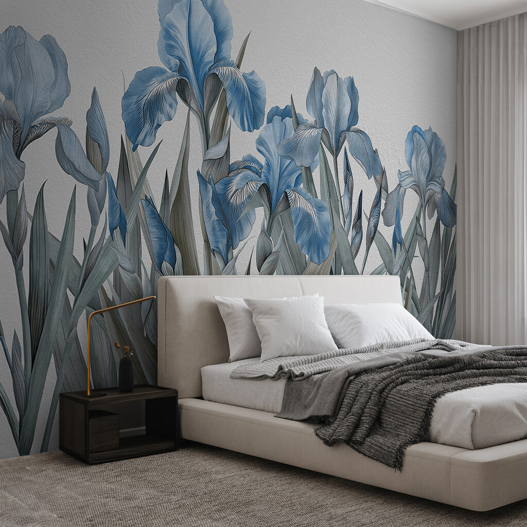 A group of blue flowers