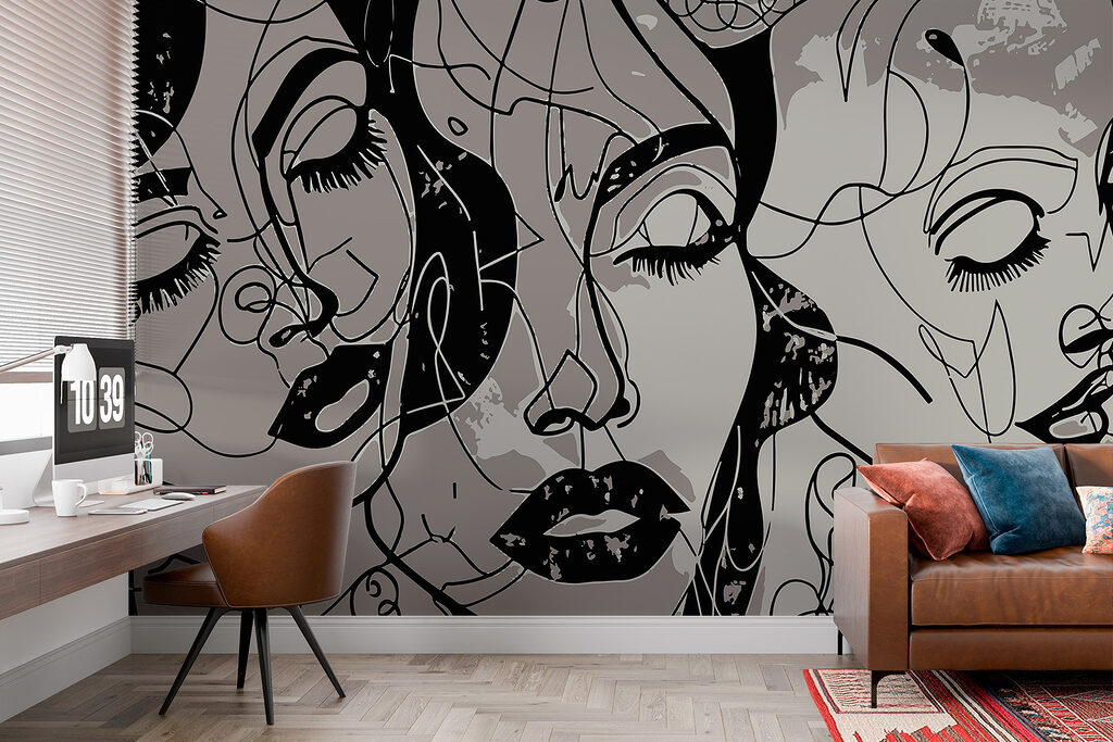 A black and white image of a woman's face