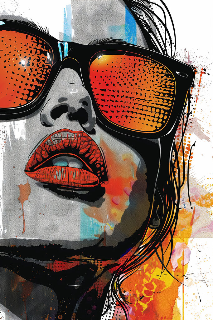 A woman wearing sunglasses and lips A woman wearing sunglasses and lips