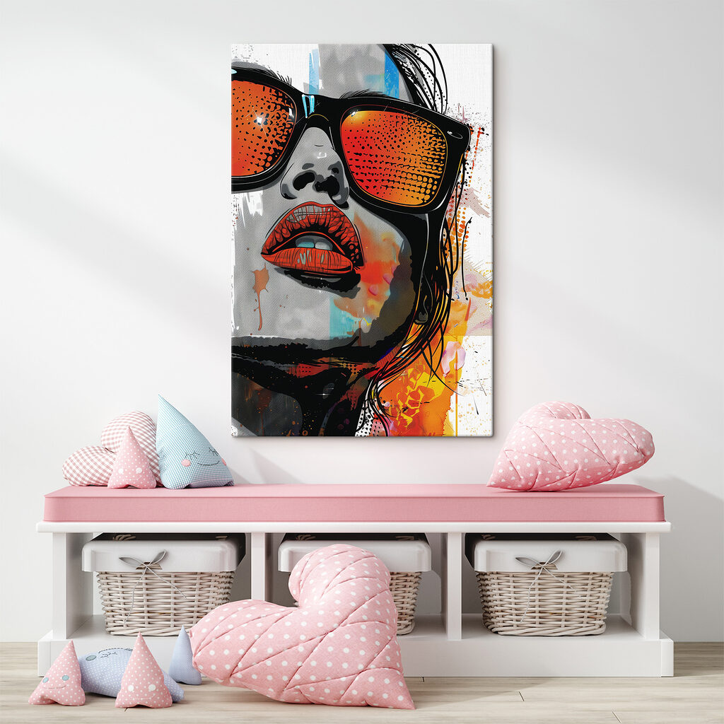 A woman wearing sunglasses and lips A woman wearing sunglasses and lips
