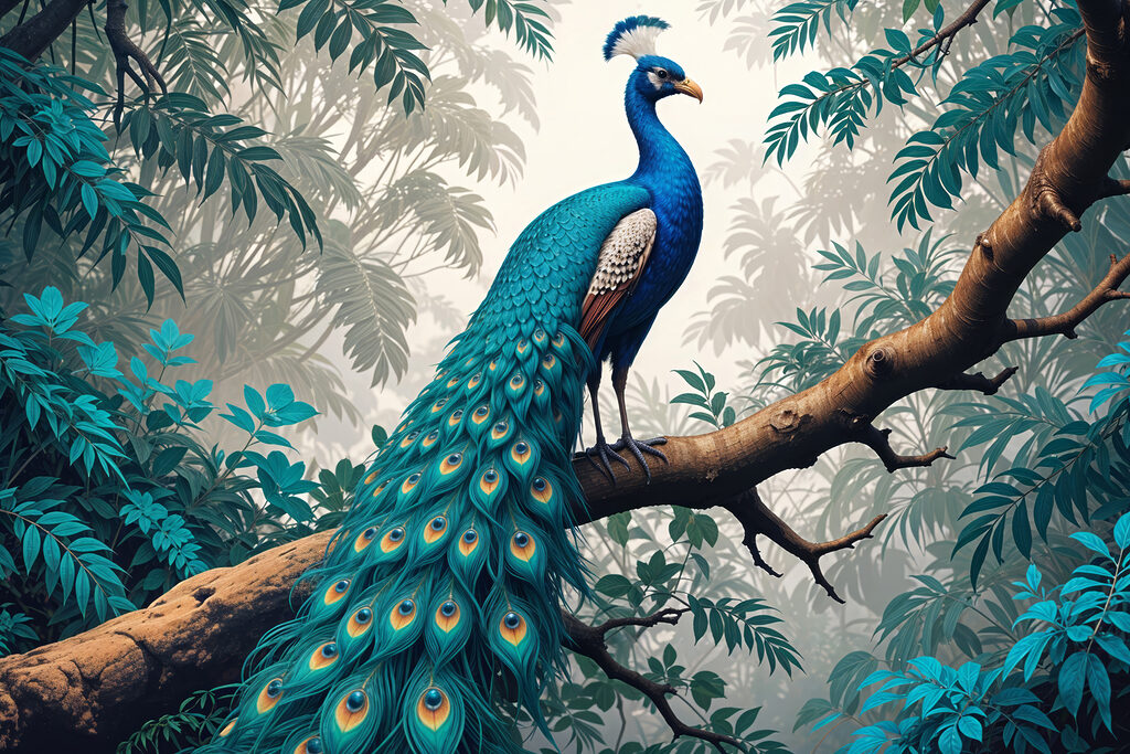 Peacock on a tree branch