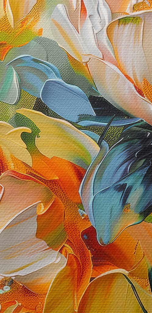 Painting of flowers on a canvas