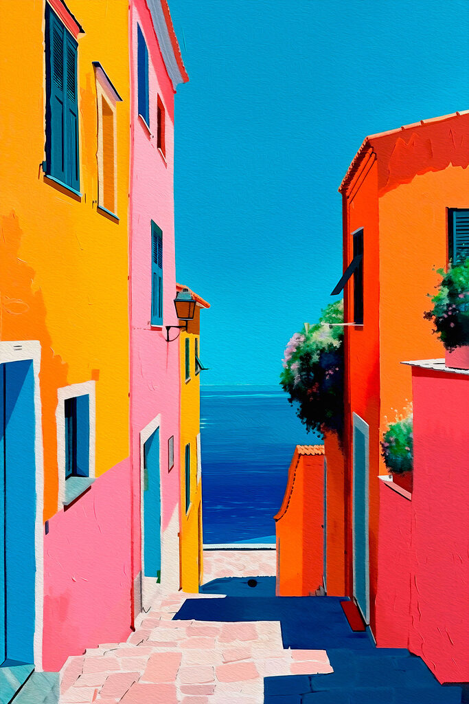 Colorful buildings and a body of water