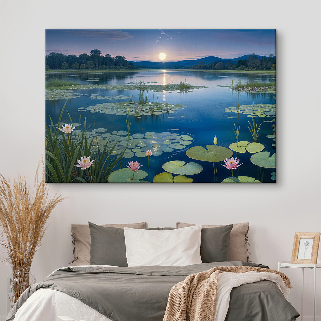 Lake with lily pads and lily pads