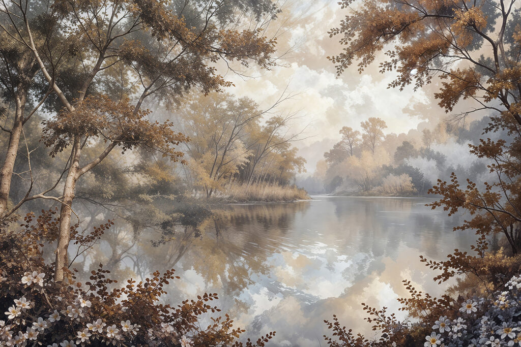 River with trees and bushes