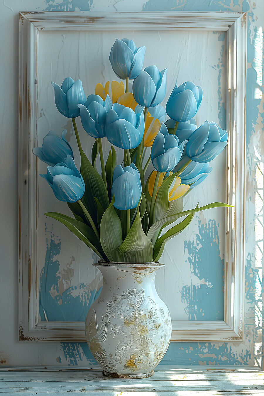 Obraz Váza s modrými a žlutými tulipány - Image 10