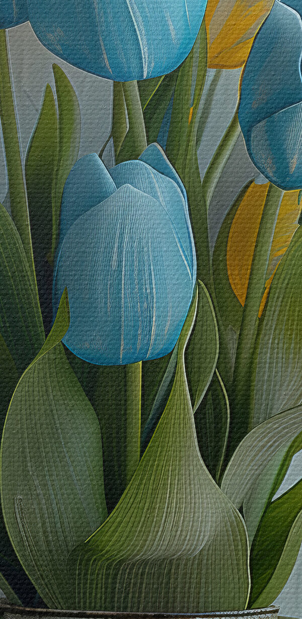 Váza s modrými a žlutými tulipány Váza s modrými a žlutými tulipány