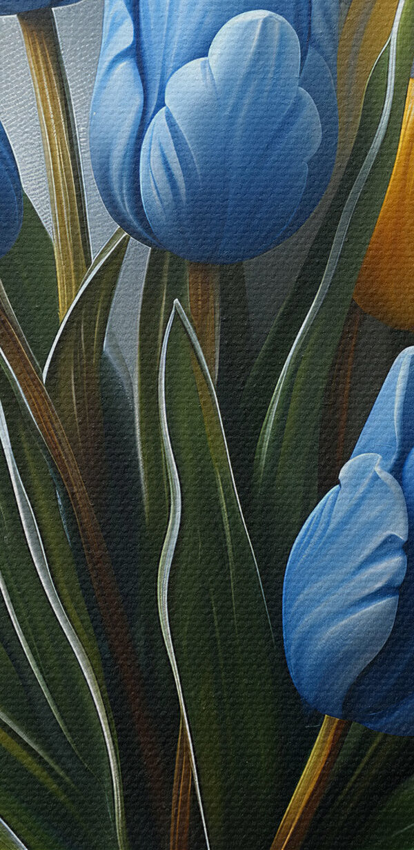 Váza s modrými tulipány Váza s modrými tulipány