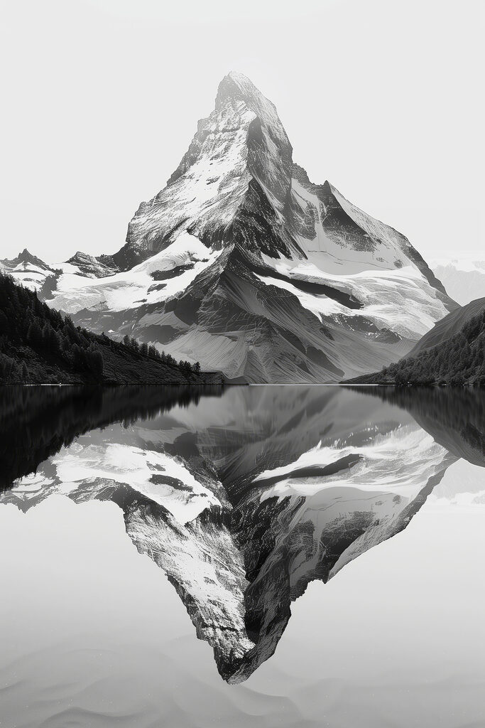 Mountain with a lake and trees Mountain with a lake and trees