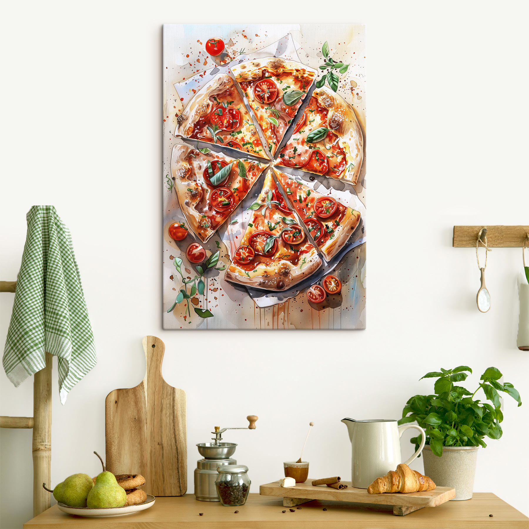 Watercolor of a pizza
