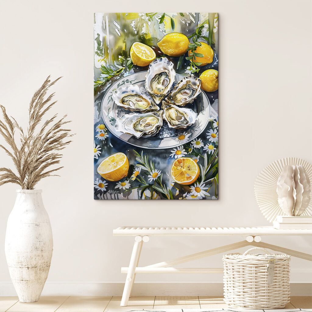 Plate of oysters and lemons